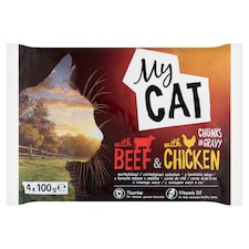 My Cat alutasak teljes értékű eledel macskáknak marhahússal és csirkehússal szószban 4 x 100 g