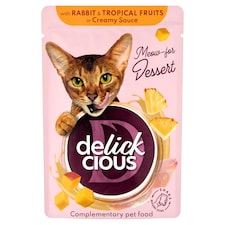 Delickcious nyúlhúsos és trópusi gyümölcsös pelyhek krémes szószban eledel felnőtt macskáknak 80 g