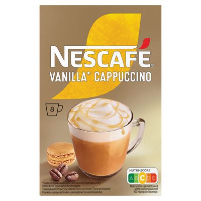 NESCAFÉ Cappuccino Vanilla Vanília ízű Instant Kávéitalpor 8 tasak 112 g