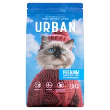 NashiDay Urban tejes értékű száraz állateledel felnőtt macskáknak lazaccal és rizzsel 1,5 kg
