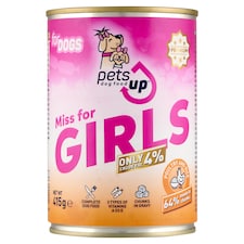 PetsUp Miss for Girls nedves állateledel felnőtt kutyáknak baromfival és rizzsel, szószban 415 g