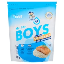 PetsUp Mr. for Boys érzékeny kutyák igényeihez igazodó lazac és rizs alapú prémium kutyatáp 800 g