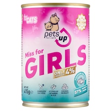 PetsUp Miss for Girls teljes értékű nedves állateledel felnőtt macskáknak lazaccal, szószban 415 g