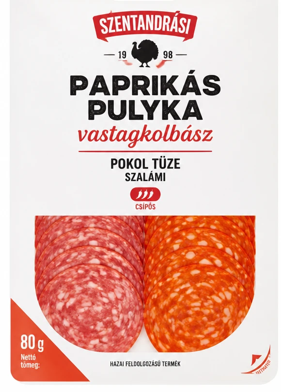 Szentandrási paprikás pulyka vastagkolbász, pokol tüze szalámi