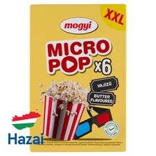 Mogyi Micro Pop mikrohullámú sütőben elkészíthető vajízű pattogatni való kukorica 6 x 100 g (600 g)