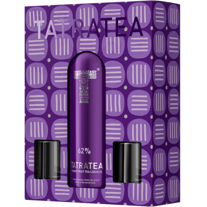Tatratea Ajándékdoboz erdei gyümölcsös tea likőr 62% 0,7 l + 2 db Shotos pohár