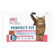Perfect Fit Adult 1+ teljes értékű nedves eledel felnőtt macskák számára mártásban 4 x 85 g (340 g)