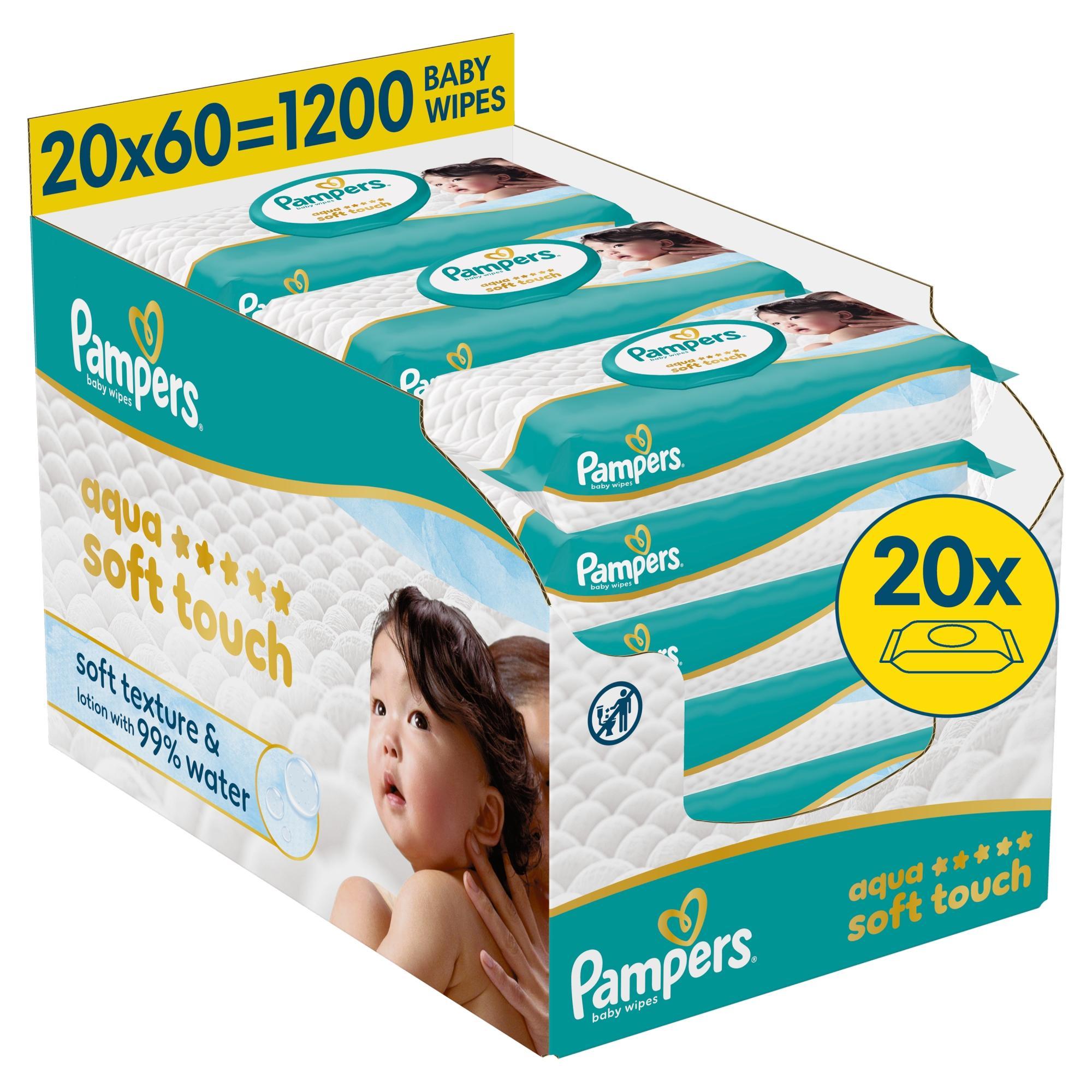 Pampers Aqua Soft Touch Baby Nedves Törlőkendő, 20x60 db, 1200 db