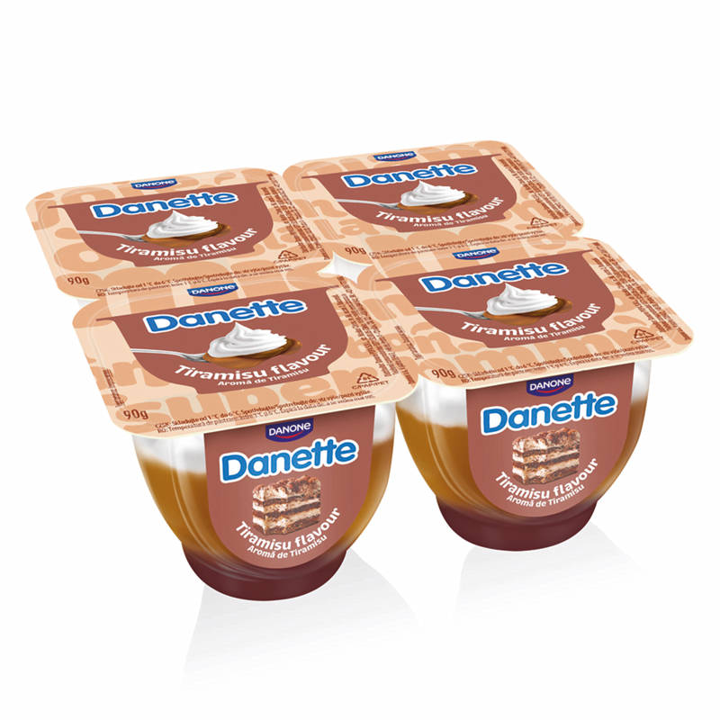Danette tiramisuízű réteges tejdesszert, 4 pohár