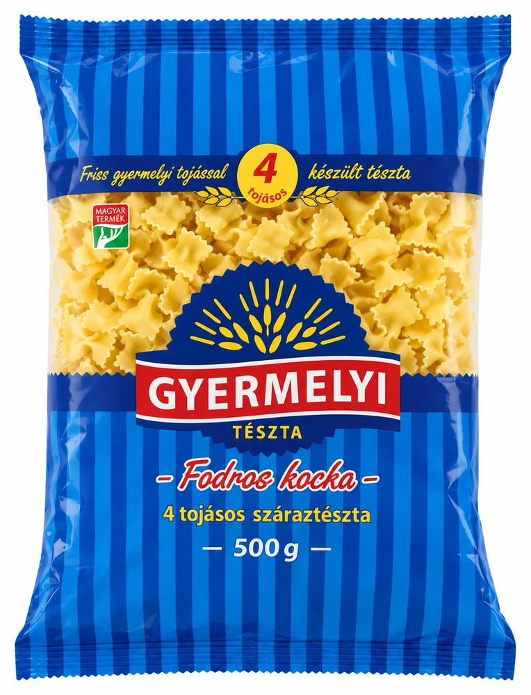 Gyermelyi 4 tojásos száraztészta Fodros kocka, Makaróni