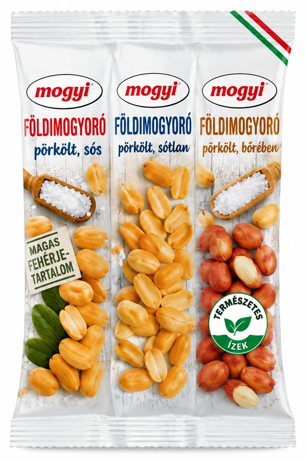 Mogyi pörkölt földimogyoró sós, sótlan, bőrében pirított
