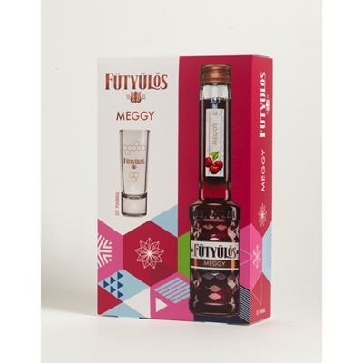 Fütyülős Meggy Ízű Likőr Pohárral Papírdíszdobozban 22,5% 500 ml