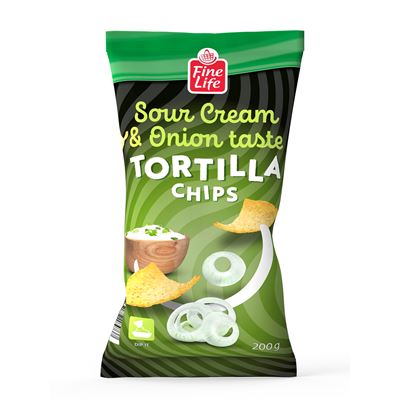Fine Life Tortilla Chips Tejfölös-Hagymás Ízű 200 g