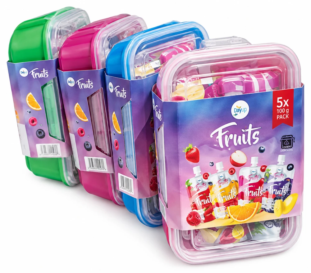 Dayup Fruits gyümölcspüré tízórai dobozzal