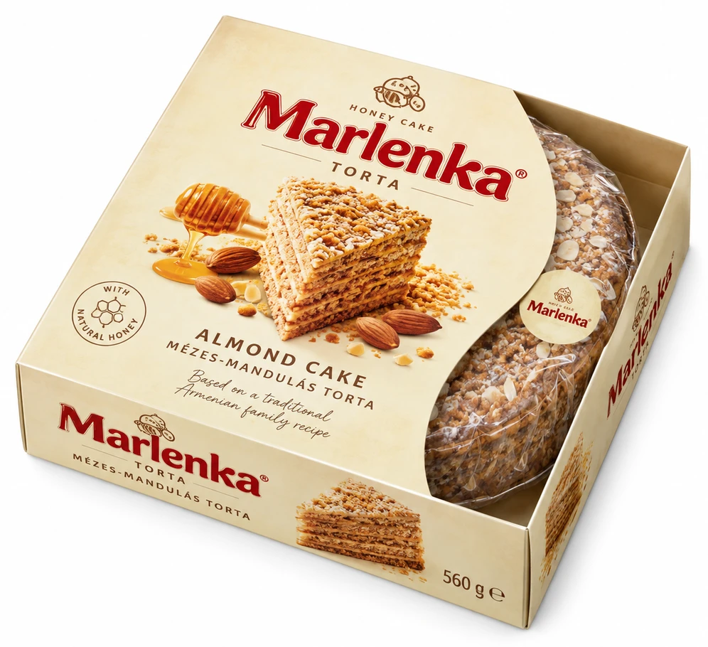 Marlenka mézes-mandulás torta