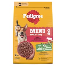 Pedigree Mini Adult teljes értékű szárazeledel felnőtt kutyák számára marhával és zöldségekkel 3 kg
