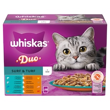 Whiskas Duo teljes értékű nedves eledel felnőtt macskáknak aszpikban 12 x 85 g (1,02 kg)