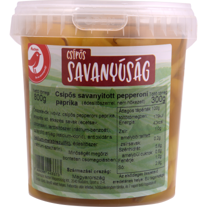 Auchan Kedvenc Savanyított pepperóni paprika csípős 300 g