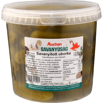 Auchan Kedvenc Csemege ízesítésű savanyított uborka vödrös 1,5 kg
