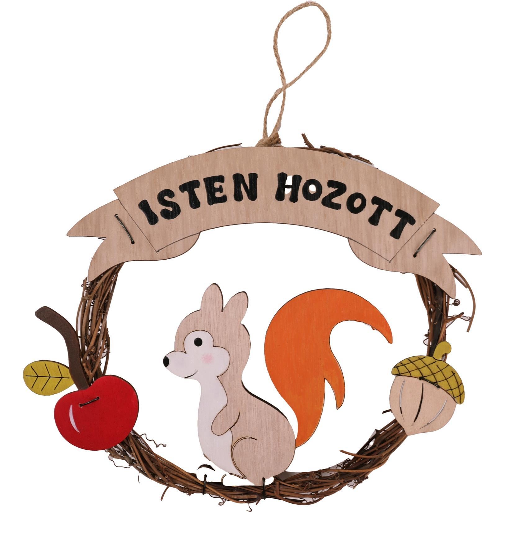 Fa kopogtató mókus Isten hozott 22x19 cm