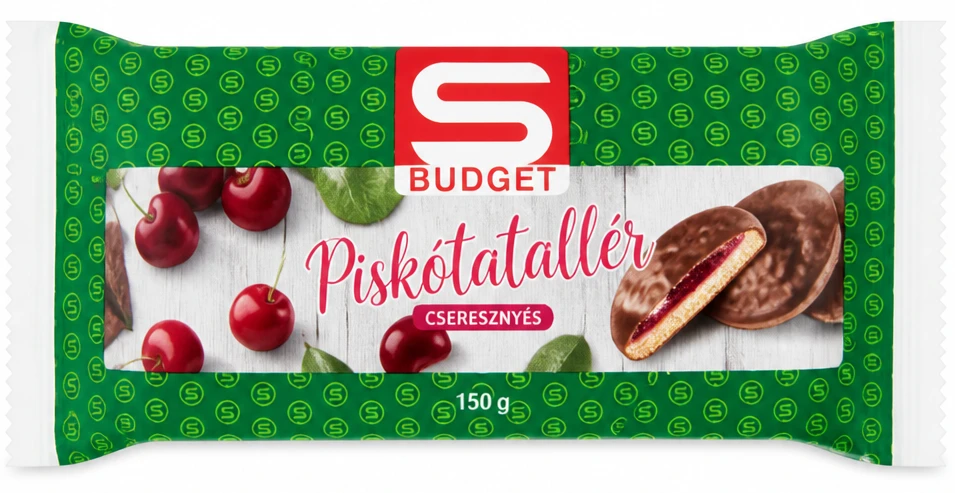 S-BUDGET piskótatallér cseresznyés