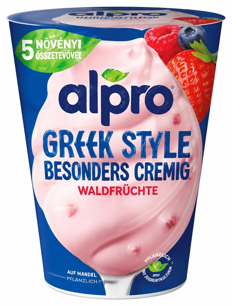 Alpro görög stílusú szójagurt natúr, erdei gyümölcsös
