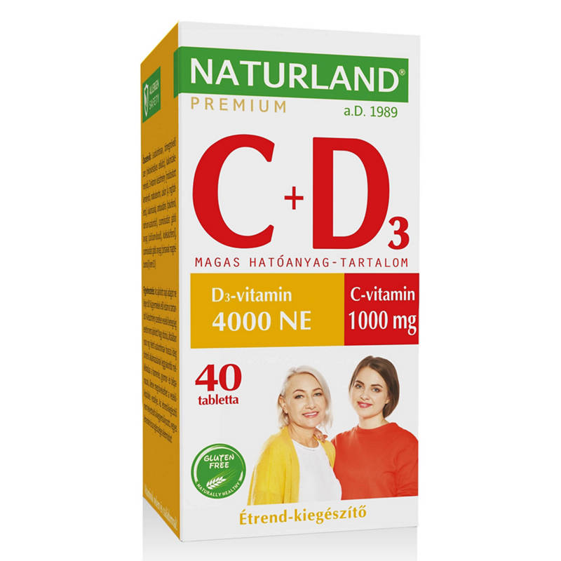 C-vitamin 1 000 mg + D3-vitamin 4 000 NE, 40 darab