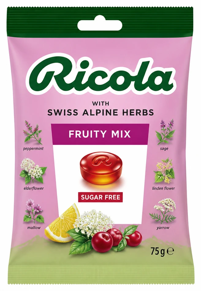 Ricola Fruity Mix cukormentes zacskós cukorka