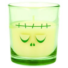 Halloween szörny matricás, zöld, illatosított gyertya 95 g