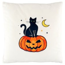 Halloween tök-fekete macska mintás párna 40 x 40 cm